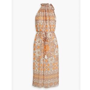 Joie Floral Halter Midi Dress in Orange & Cream